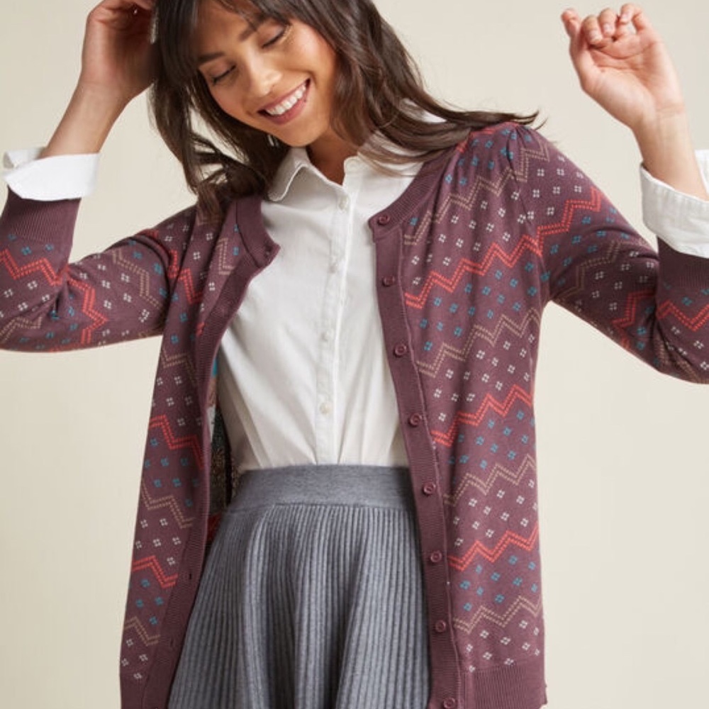 COPY - Modcloth Intarsia Chevron Striped Cardigan Sweater